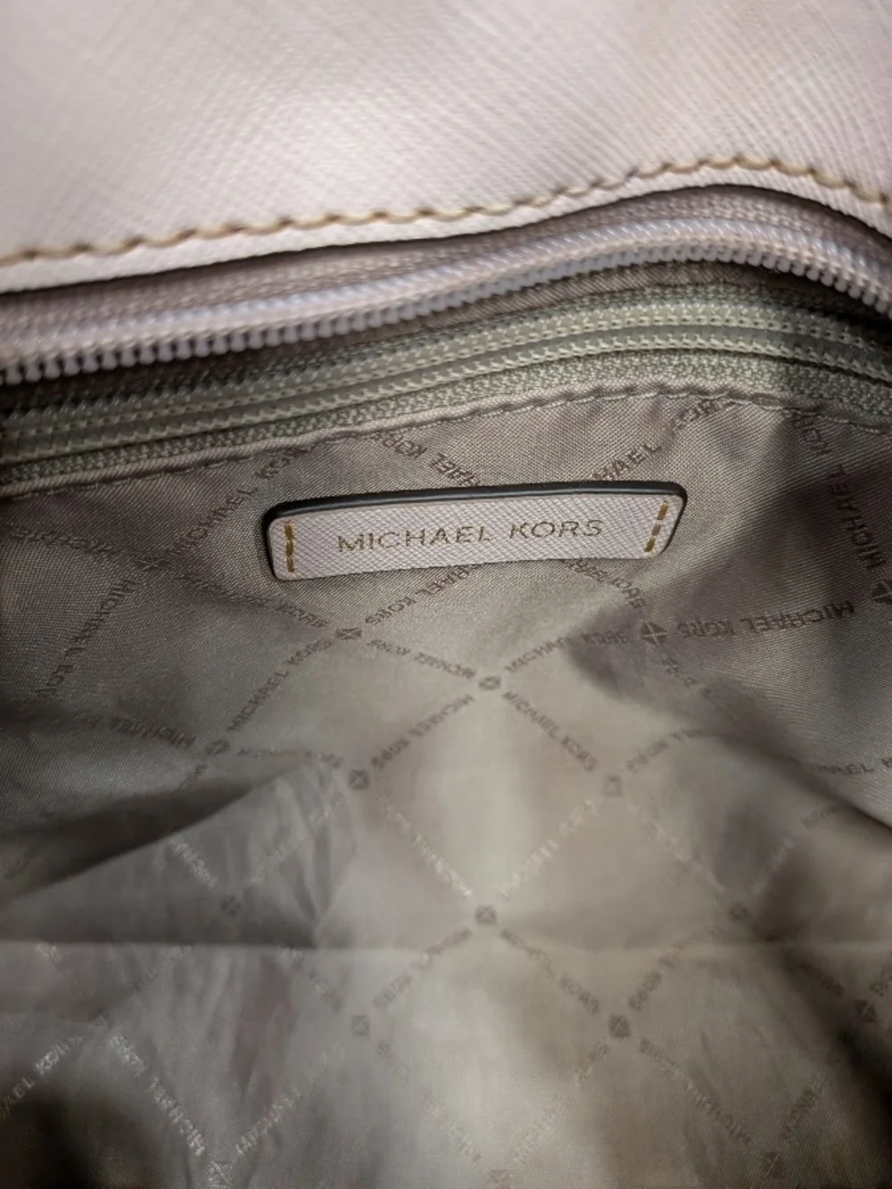 Michael Kors Pale Pink Saffiano Leather Shoulder Tote with Gold Hardware